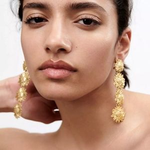 2/$25 Gold Sunflower Fields Dangle Drop Threader Earrings